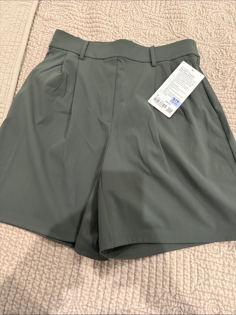 lululemon athletica Olive Green Pleated High-Rise Shorts